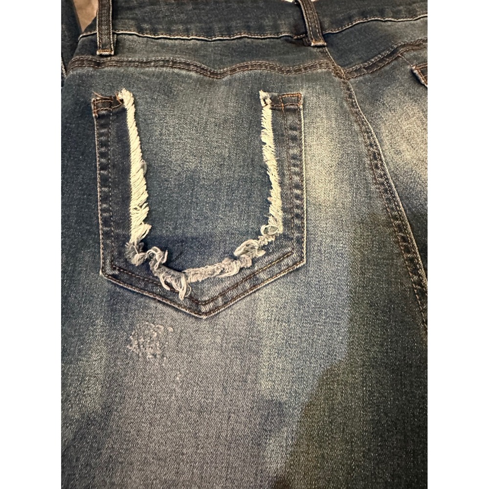 R1893 Womens Distressed Skinny Jeans Dark Wash Button Fly Frayed Hem Size 10 - Picture 10 of 14